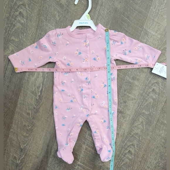 Carter's Baby Footted Onesie 3M Lilac Floral Long Sleeves 100% Cotton Bows - Picture 8 of 8